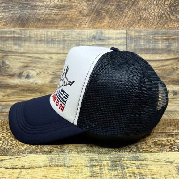 Vintage Reno Rodeo Mens Trucker Hat Navy Snapback Nevada Bull Riding Cowboy Cap - Picture 4 of 8